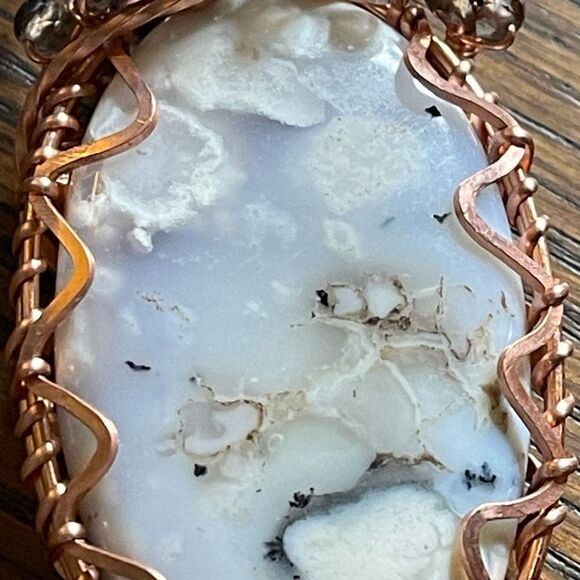 Dendritic Opal smoky quartz wire wrap wrapped pendant copper handmade artisan - Picture 12 of 16